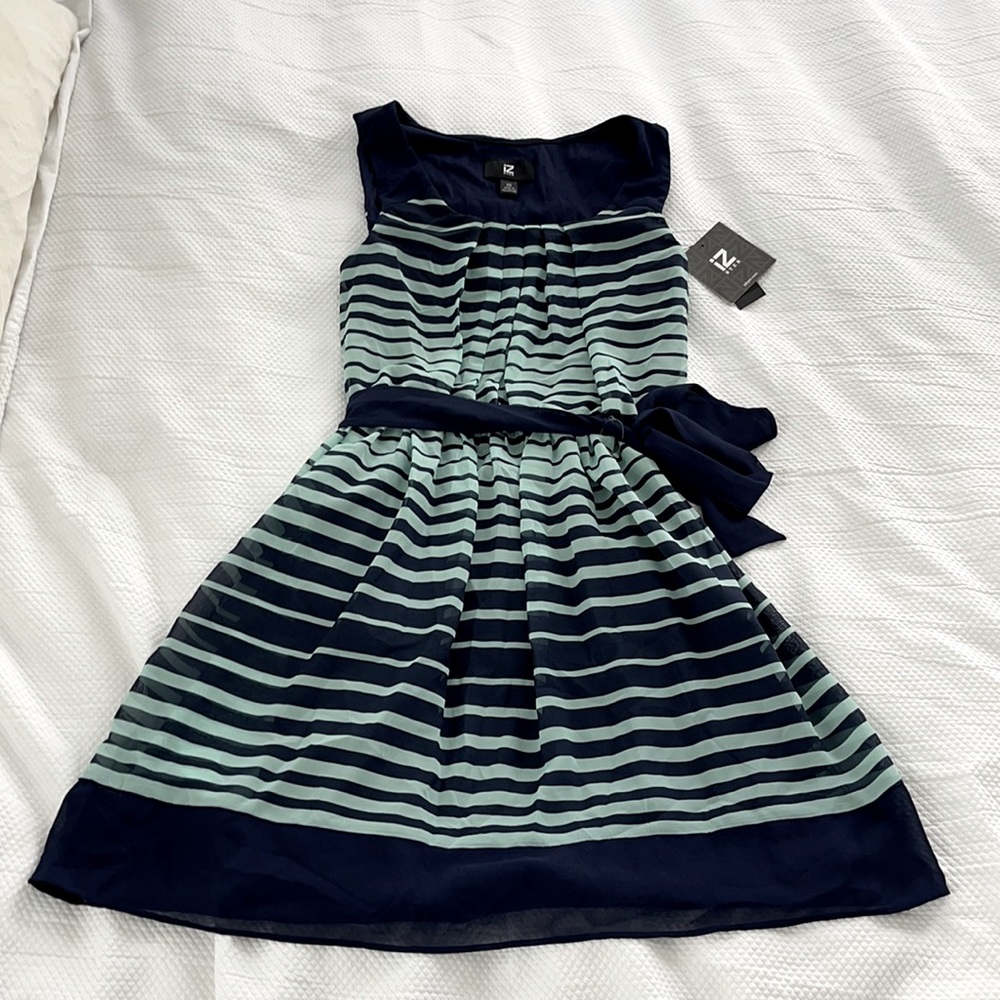 IZ Byer Sheer Navy and Green Dress